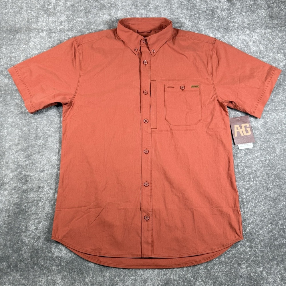 NWT AG Gear Shirt‎ Men's Small Red Harvester Short Sleeve Button Up Stretch